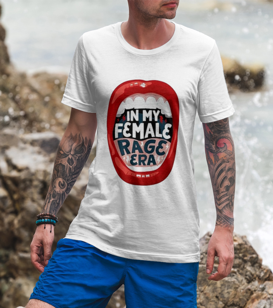 The Reswiftance In My Female Rage Era Red Lips Bold Typography T-Shirt
