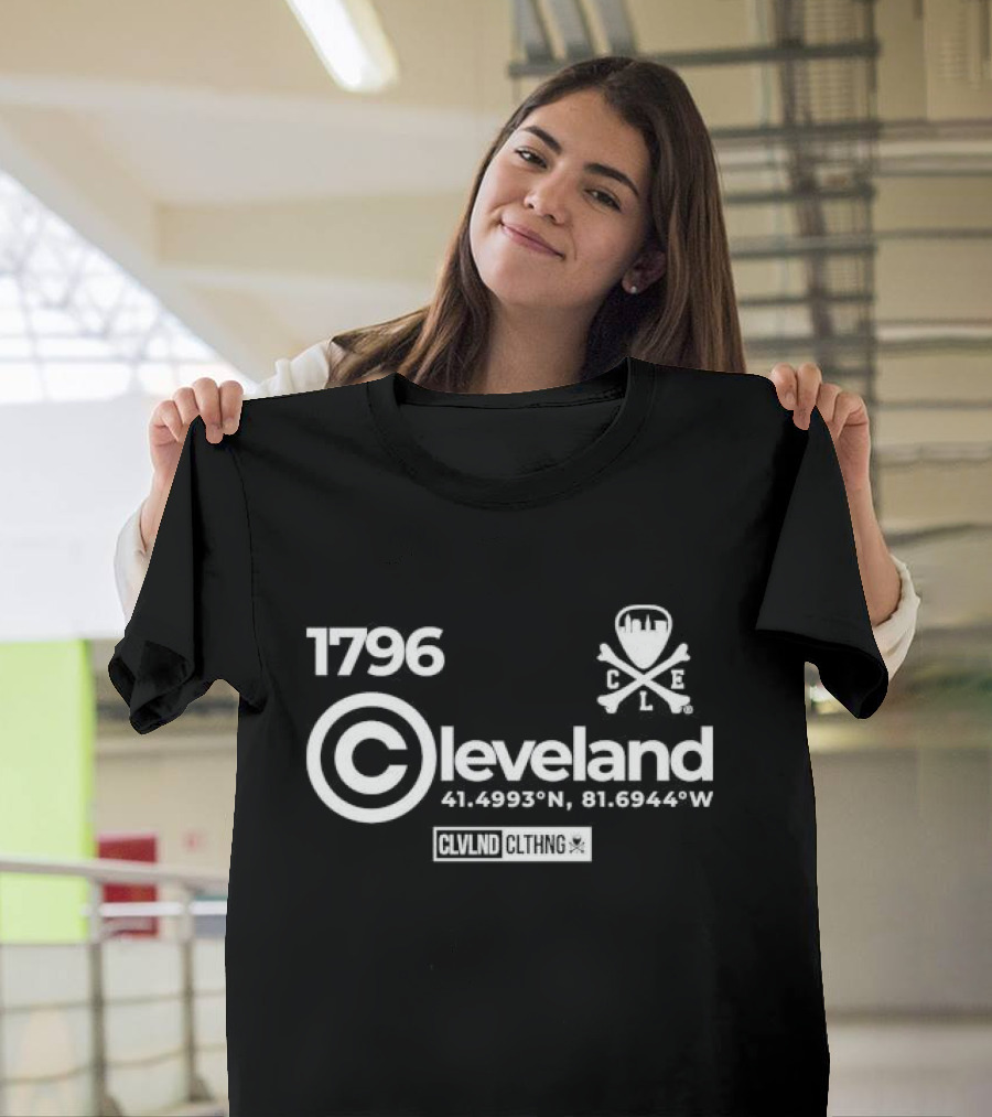 1796 Copyright Cleveland CLVNLD CLTHNG Coordinates 41.4993°N 81.6944°W CLE T-Shirt