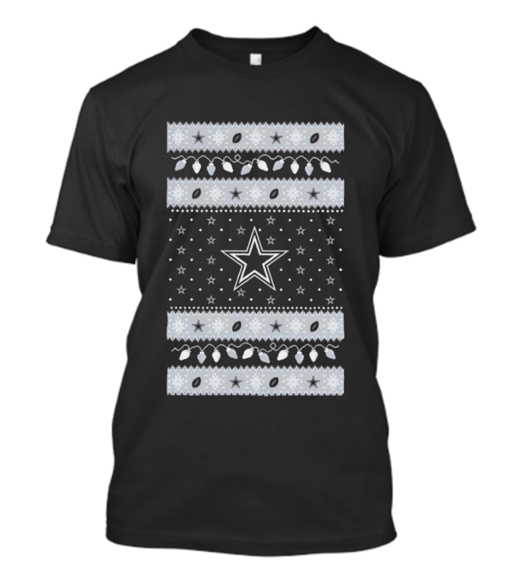 Dallas Cowboys Star Holiday Lights Merry Christmas T-Shirt
