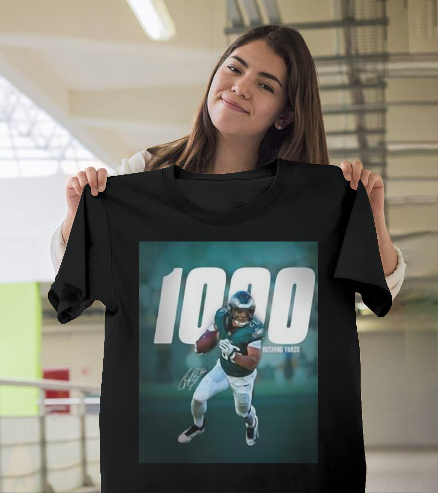 1000 Rushing Yards Football Player Signature T-Shirt