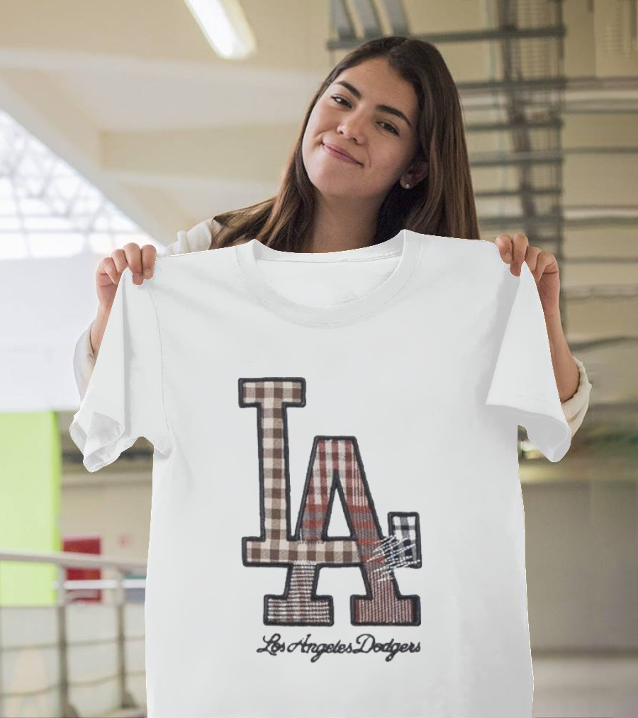 Los Angeles Dodgers Preppy Plaid LA T-Shirt