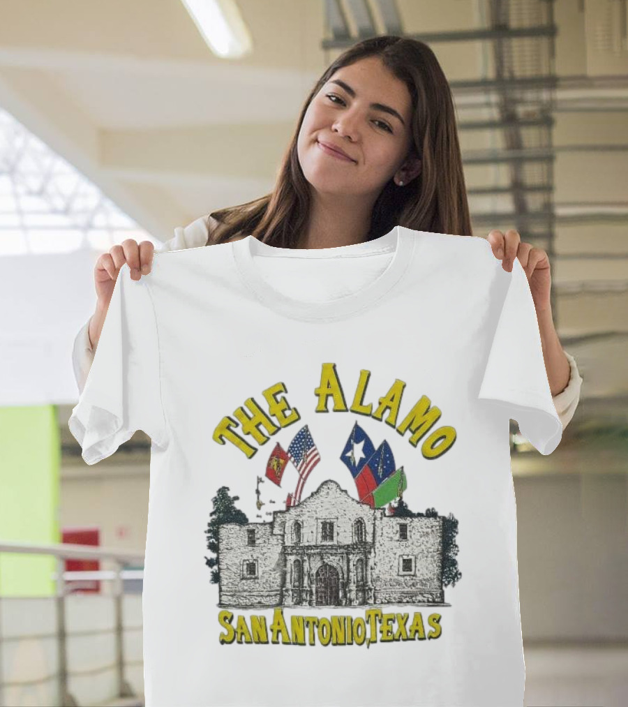 The Alamo San Antonio Texas Flags Historic Landmark Image T-Shirt
