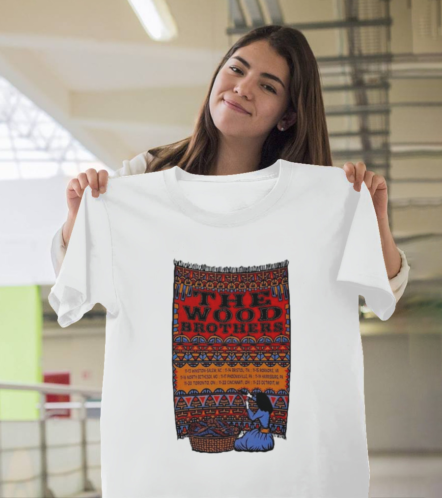 The Wood Brothers Tour November Phoenixville PA Colorful Tapestry Design with Tour Dates T-Shirt