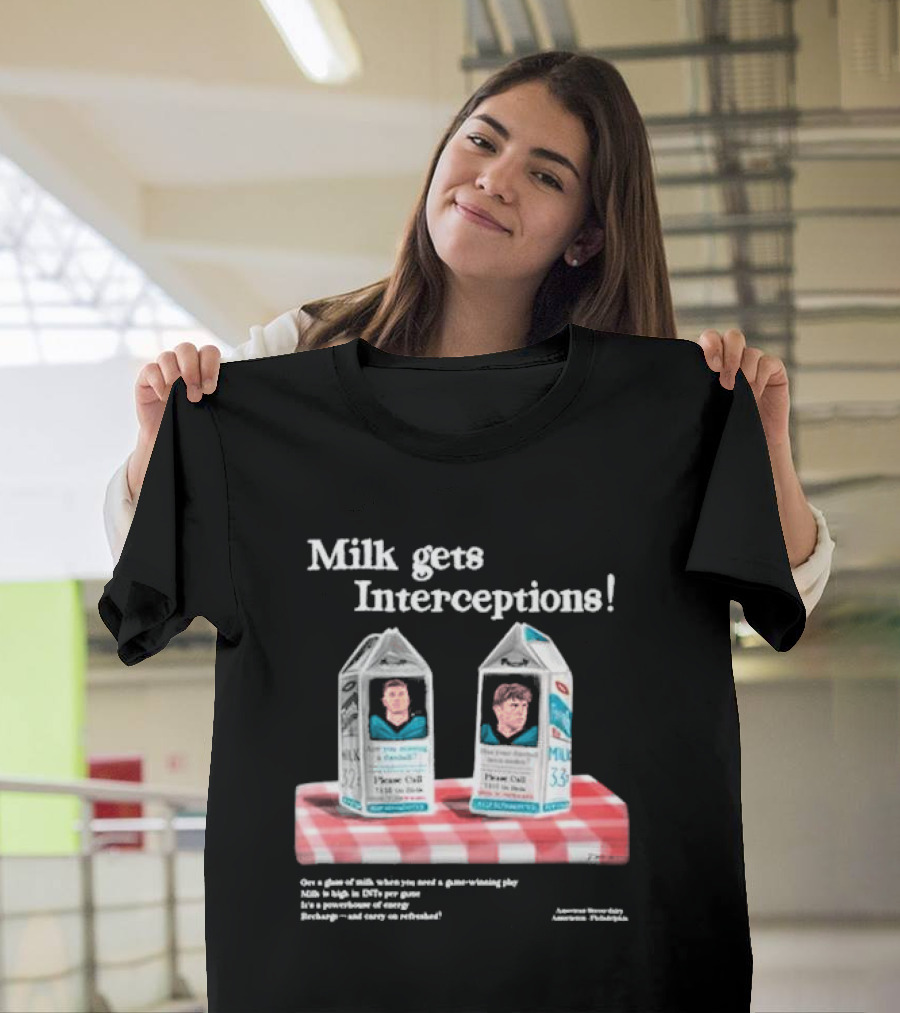 Milk Gets Interceptions Football Game-Winning Play Energy Drink Philadelphia T-Shirt