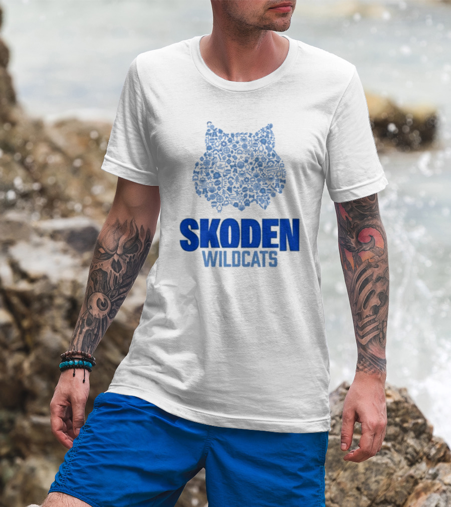 Skoden Wildcats Blue Emblem With Symbols T-Shirt