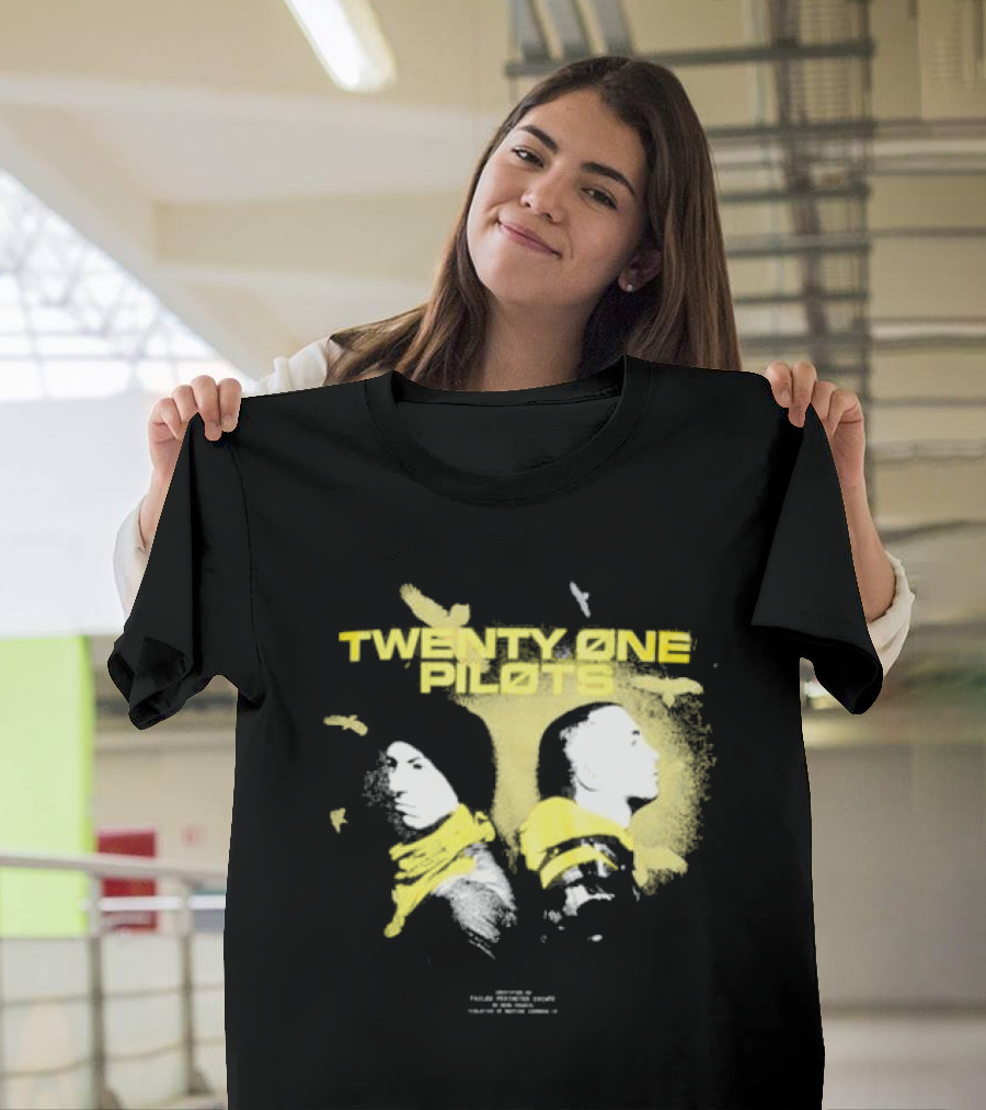 Twenty One Pilots Back 2 Back Eagle Silhouette Duo Yellow Accents T-Shirt