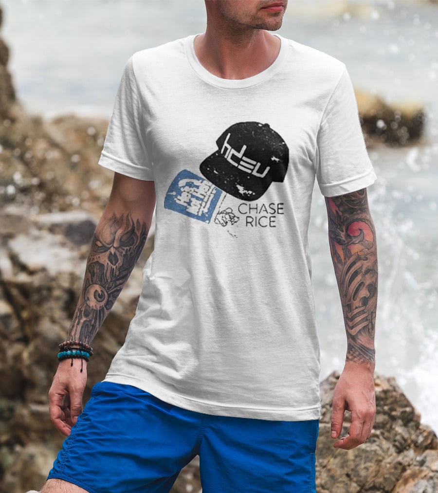 CHASE RICE HDEU Gear Hat And Blue He’s Not Here Text T-Shirt