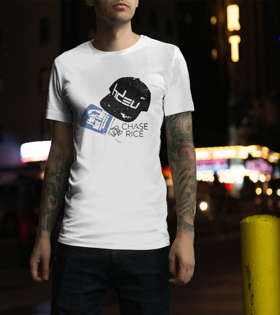 CHASE RICE HDEU Gear Hat And Blue He’s Not Here Text T-Shirt