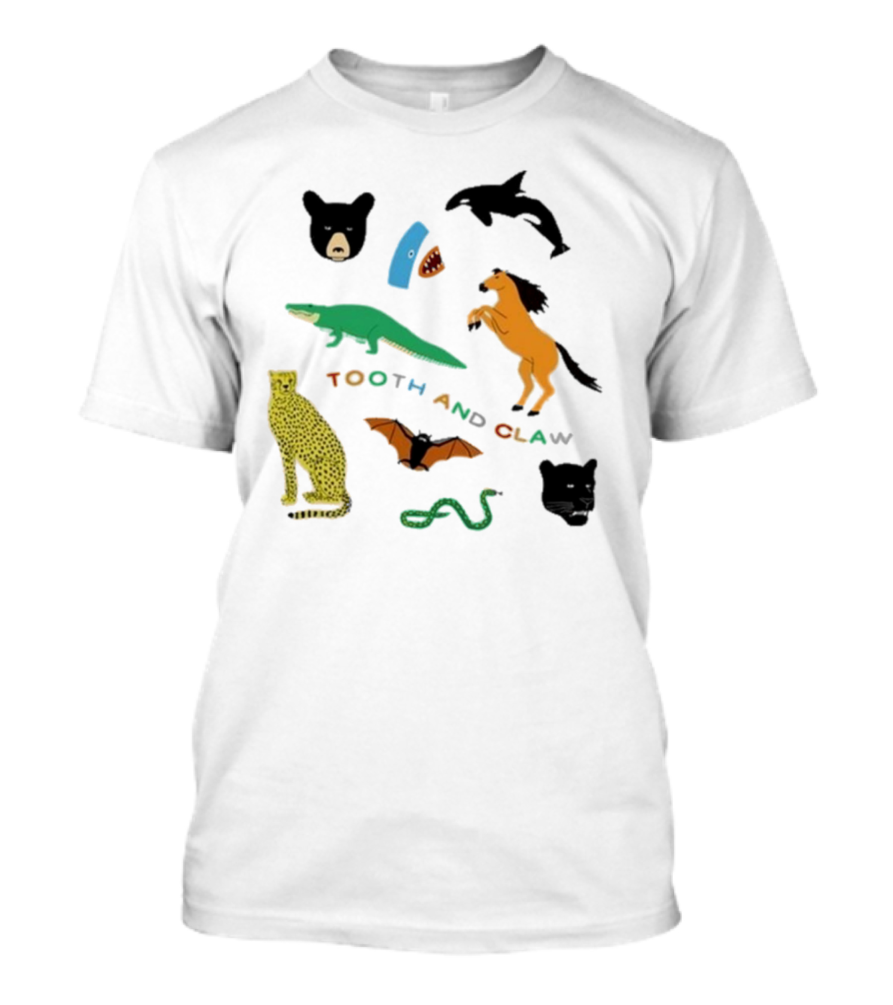 Tooth And Claw Animals Bear Shark Dolphin Horse Crocodile Cheetah Bat Snake Panther Pigment Plum T-Shirt