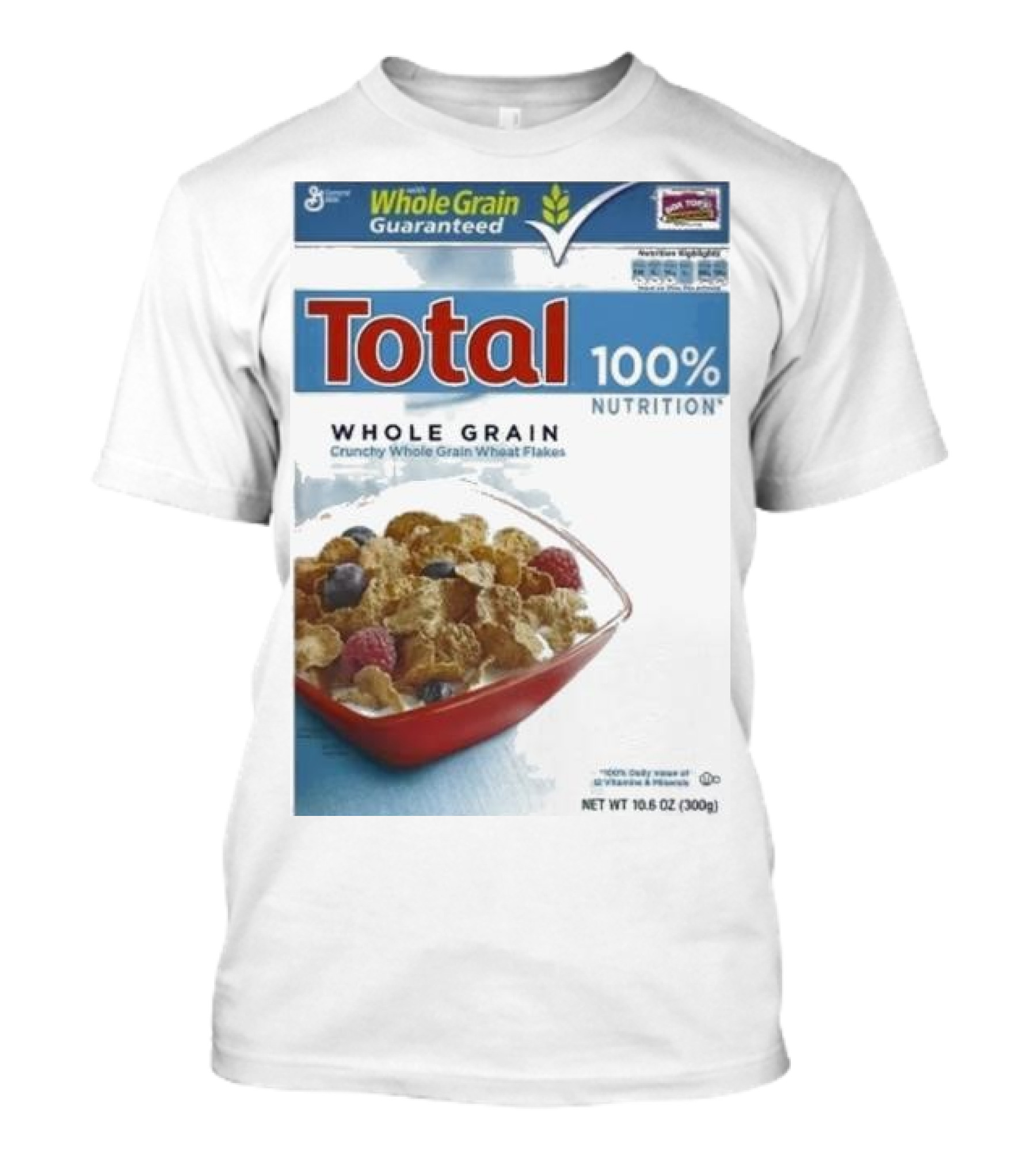 Total Whole Grain 100% Nutrition Crunchy Wheat Flakes Breakfast Cereal Box T-Shirt