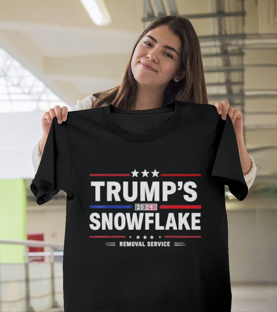 TRUMP'S 2024 SNOWFLAKE REMOVAL SERVICE THREE STARS RED WHITE AND BLUE LINES T-Shirt