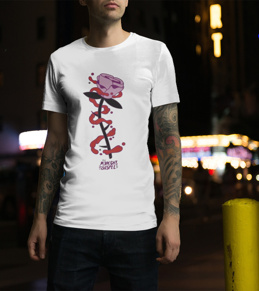 The Midnight Gospel Rose With Purple Shades And Love Swirls T-Shirt