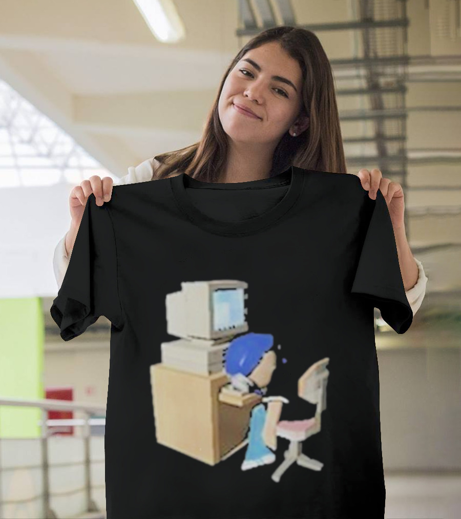 Nikki Carreon Internet Fatigue Vintage Computer Cartoon Figure T-Shirt