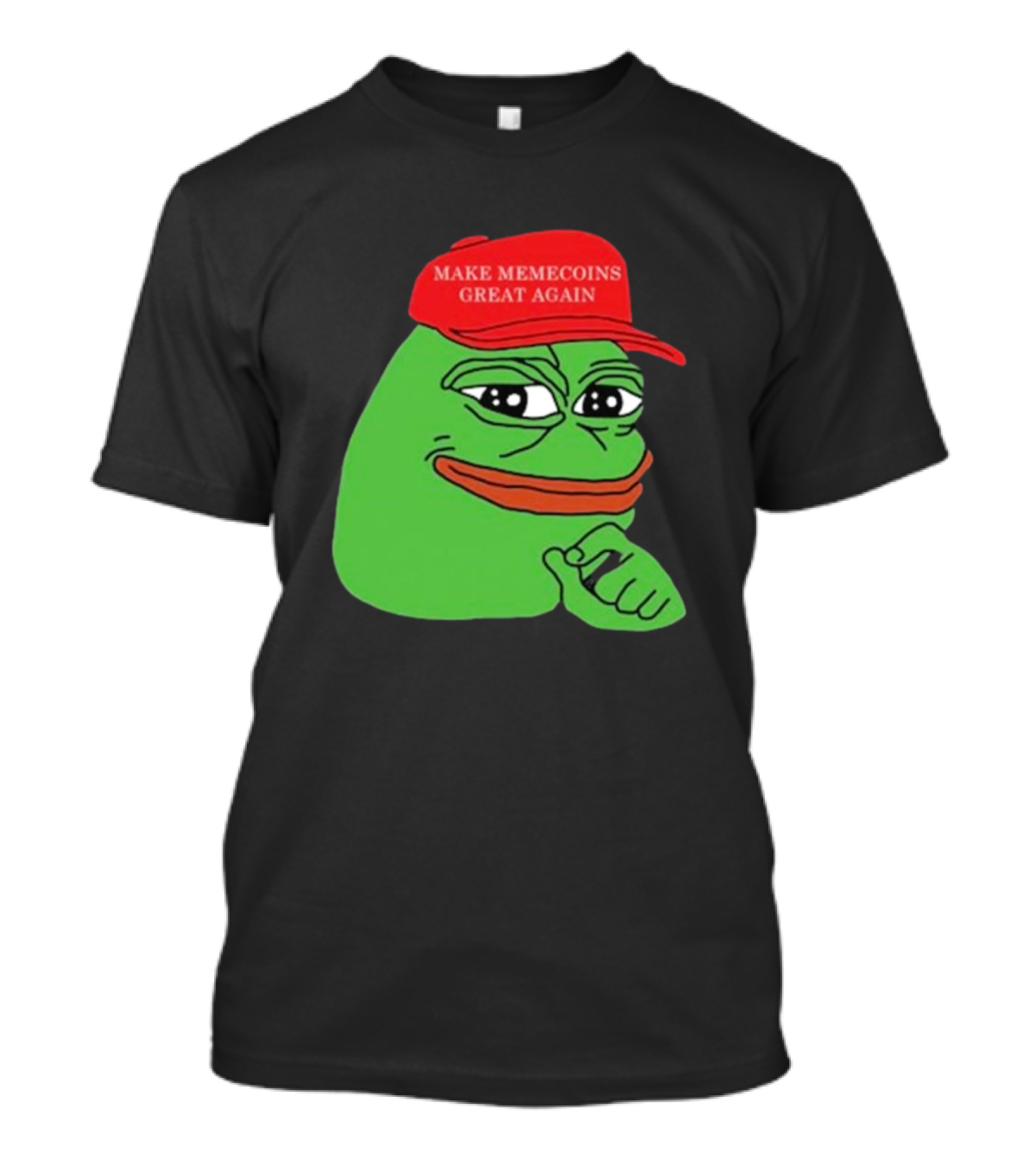 Pepe Make Memecoins Great Again Red Hat Meme Character T-Shirt
