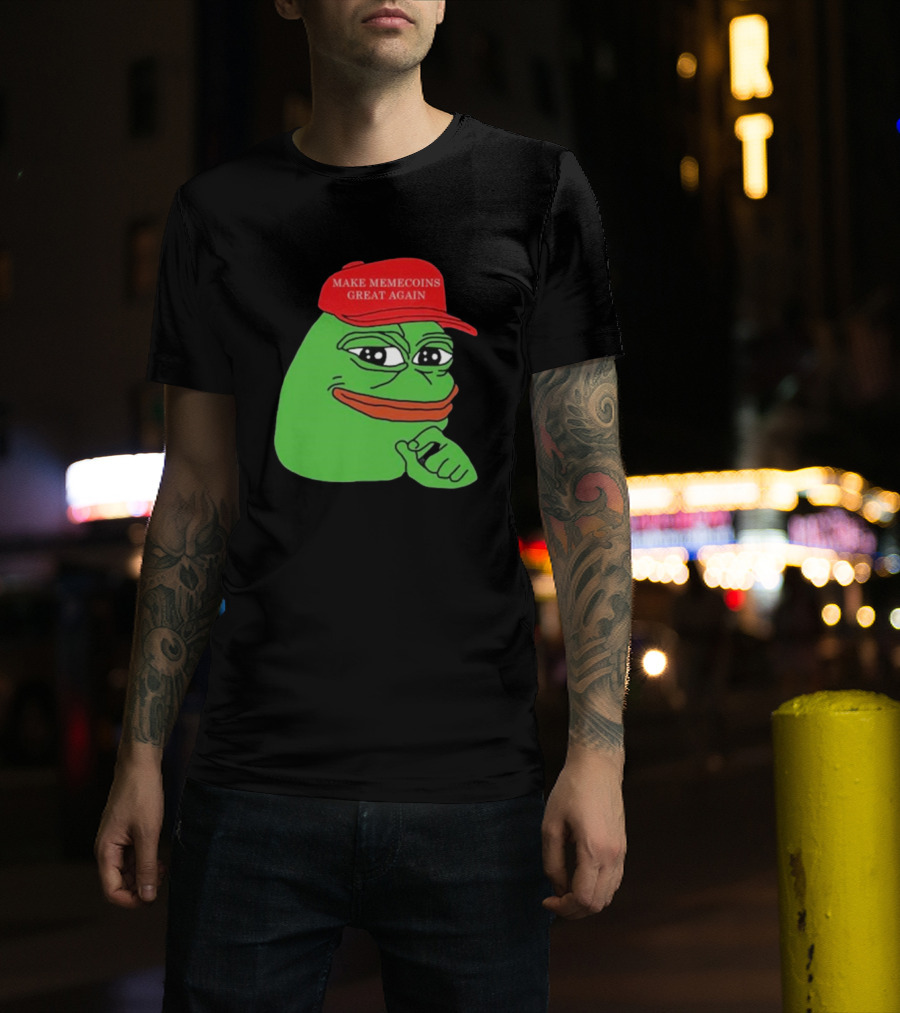 Pepe Make Memecoins Great Again Red Hat Meme Character T-Shirt