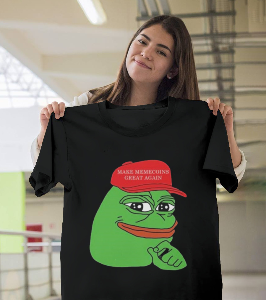 Pepe Make Memecoins Great Again Red Hat Meme Character T-Shirt