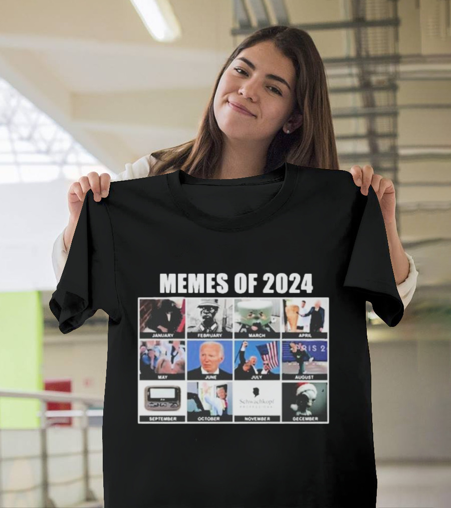 Memes of 2024 Snicklink Crazy Calendar Featuring Iconic Moments and Figures T-Shirt