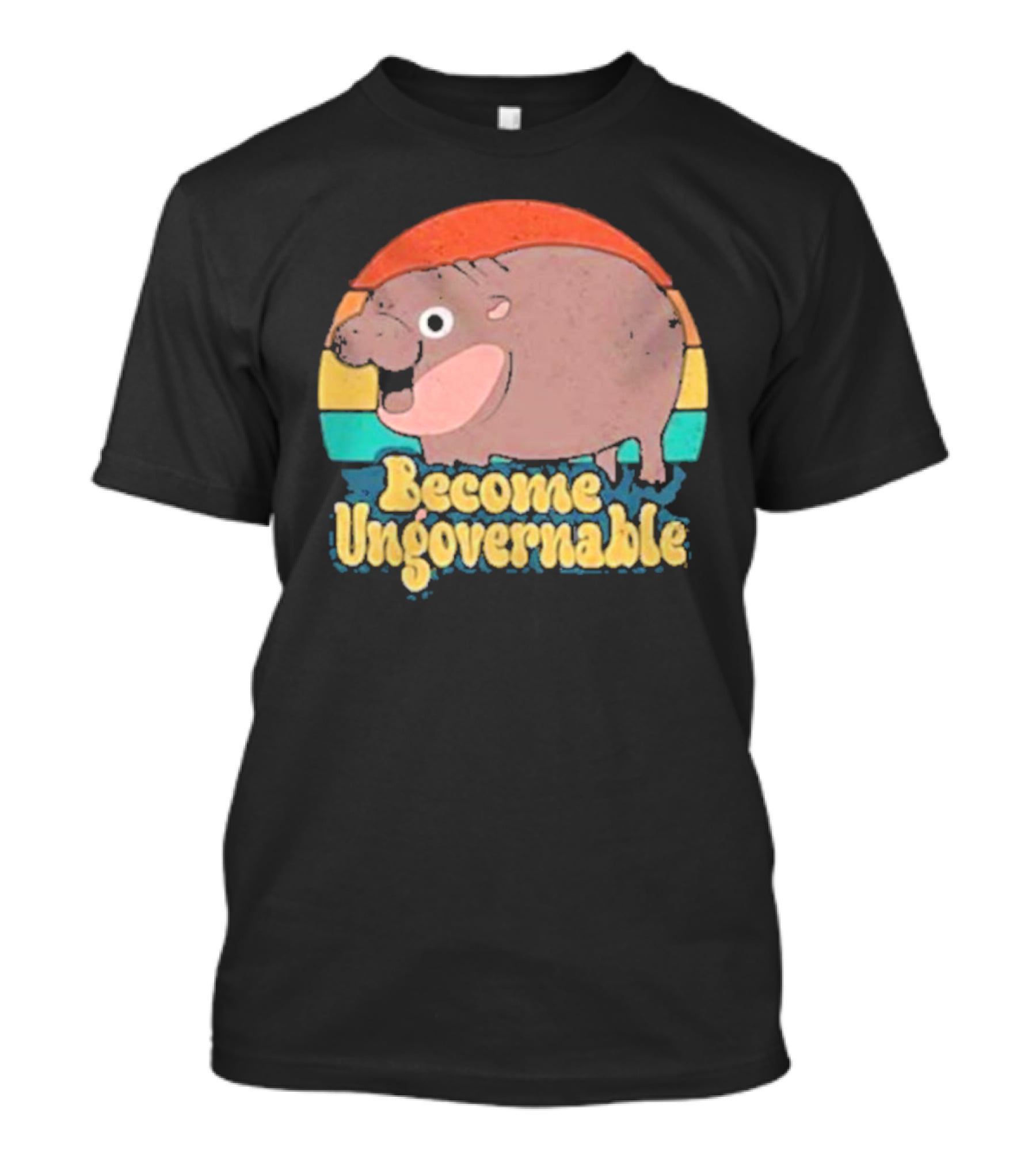 Become Ungovernable Baby Hippo Retro Circles T-Shirt