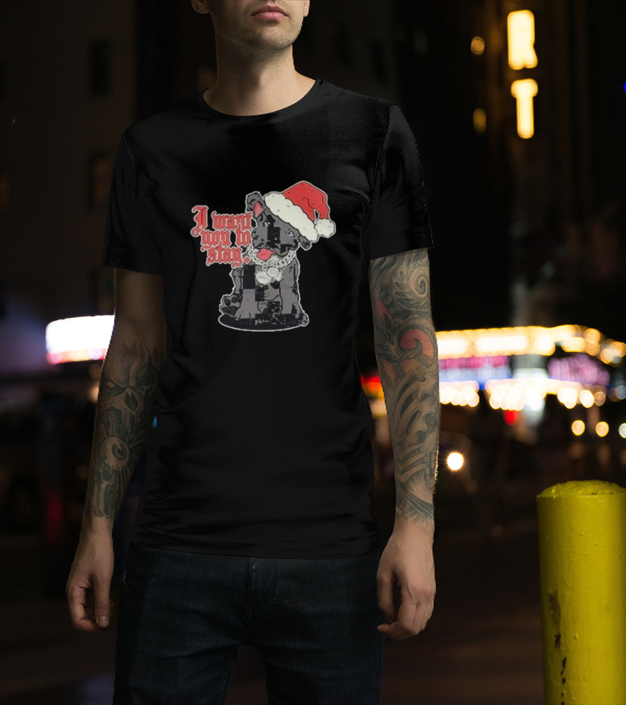 Santa Dog I Want You To Stay Christmas Puppy T-Shirt