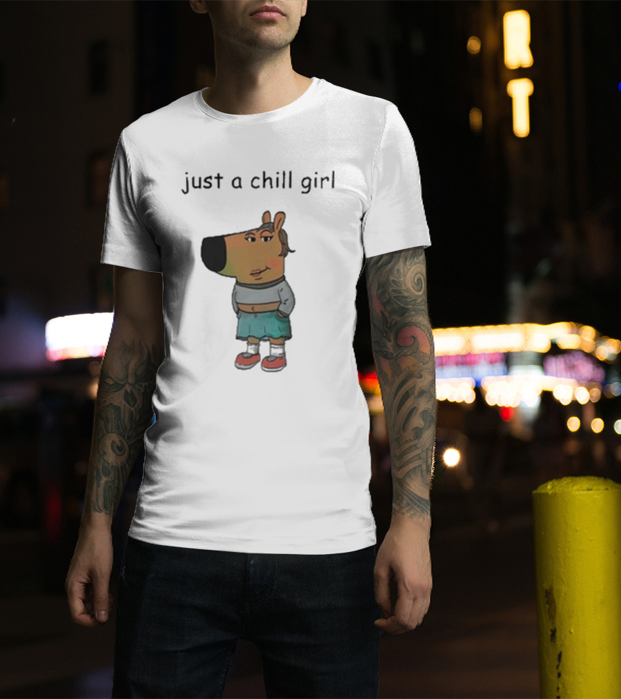 Just A Chill Girl Wearing Character With Crossed Arms And Sneakers T-Shirt