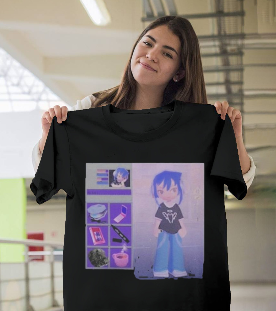 Nikki Basic Necessities Blue Hair Cartoon Checklist Pastel Aesthetic T-Shirt