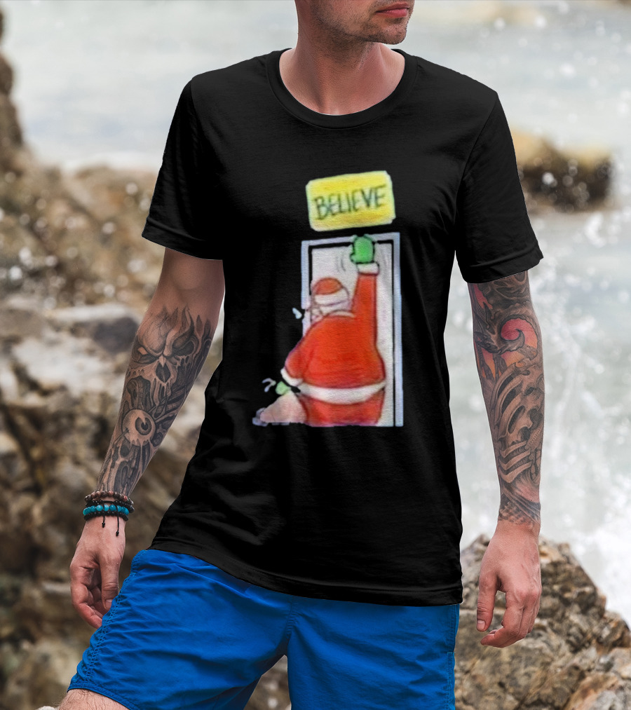 Santa Ted Lasso Believe Christmas Holiday Image T-Shirt