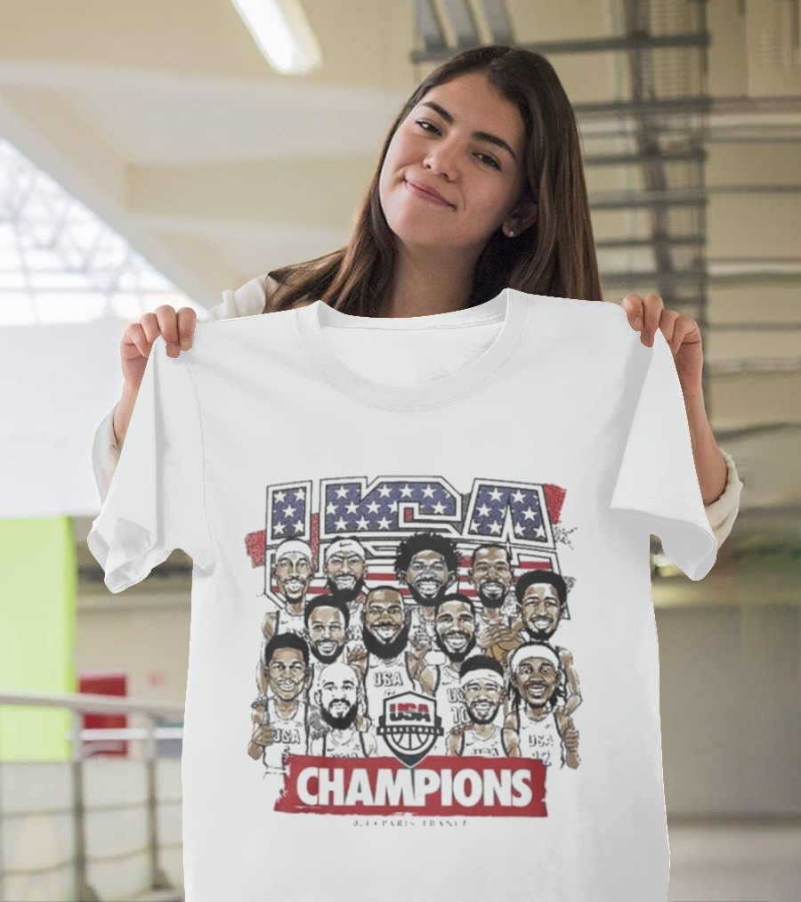 USA Basketball Champions 2024 Paris France T-Shirt