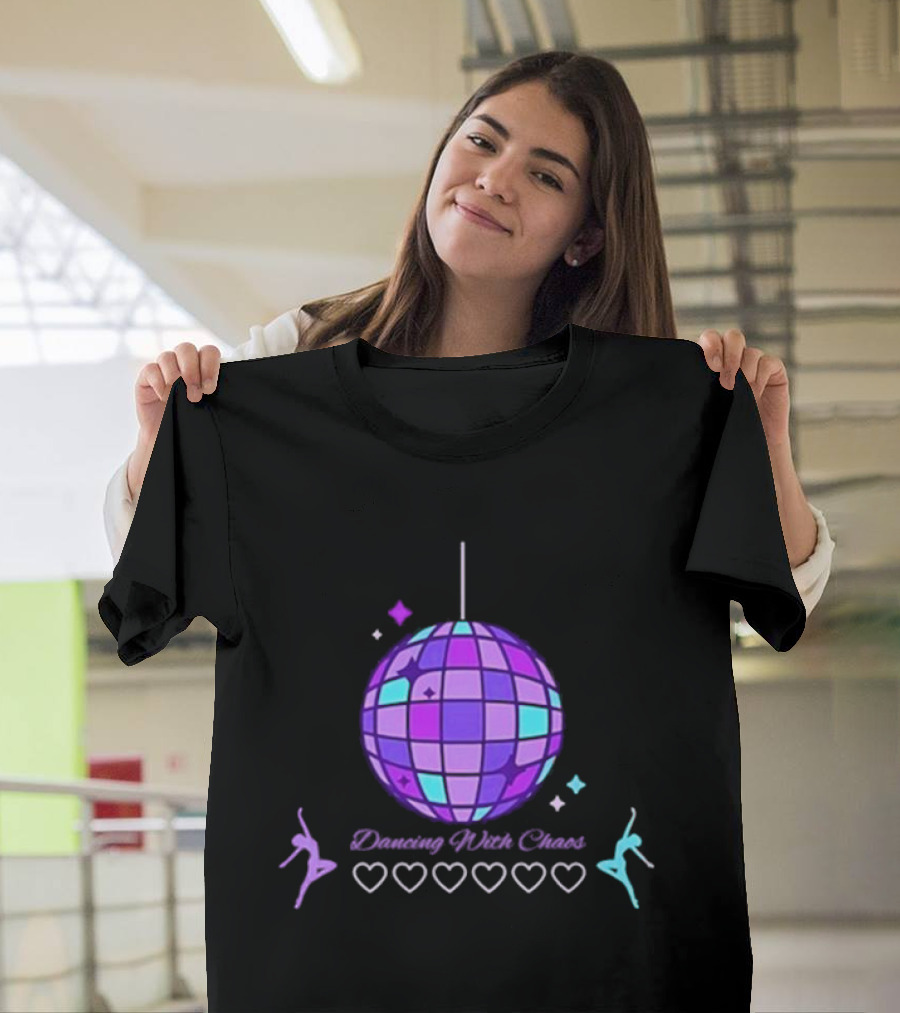 Dancing With Chaos Purple Disco Ball Icons And Dancers T-Shirt