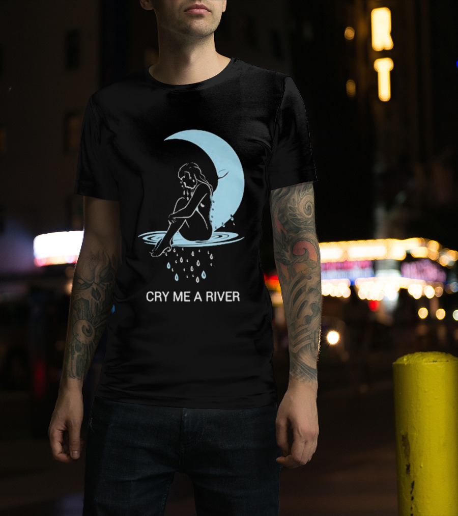 Sean Robinson Cry Me A River Sitting Figure Moon And Water Droplets T-Shirt