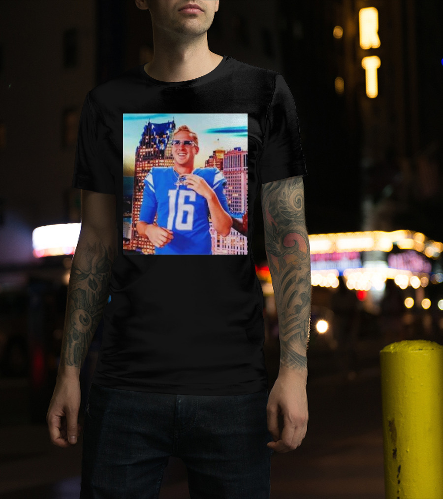 Iced Out Jared Goff Detroit Skyline Football Fashion T-Shirt