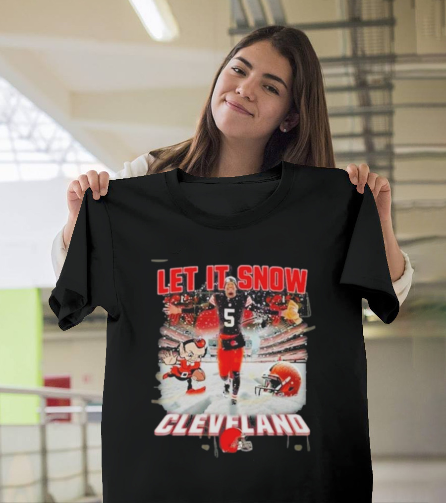 Let It Snow Cleveland Browns Football Helmet T-Shirt
