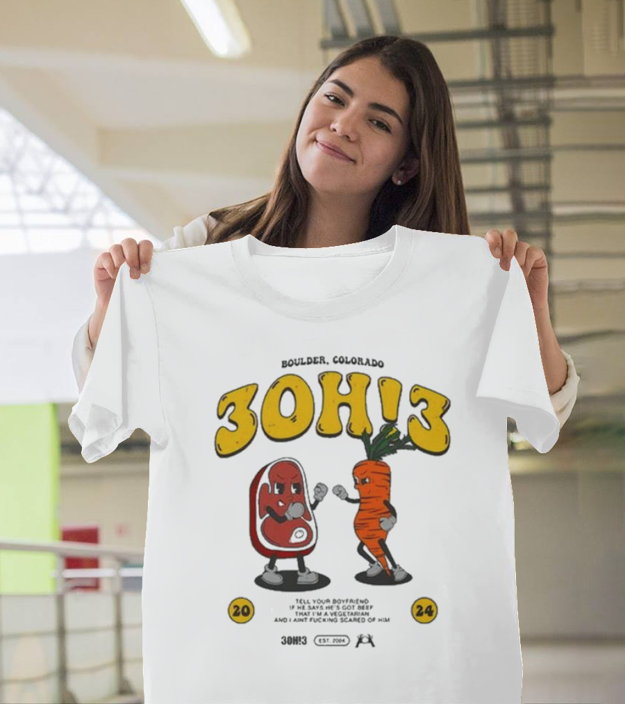 BOULDER COLORADO 3OH3 MEAT AND VEGGIES 2024 EST. 2004 T-Shirt