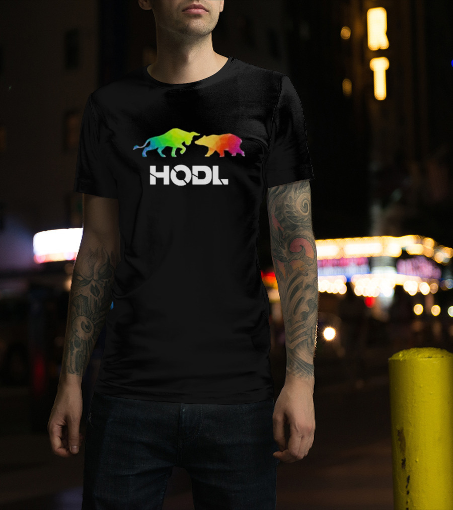 Bull Bear HODL Colorful Cryptocurrency T-Shirt