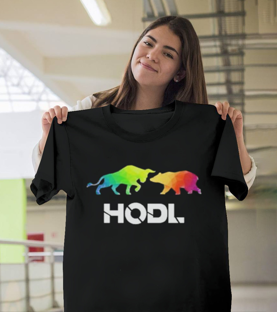 Bull Bear HODL Colorful Cryptocurrency T-Shirt