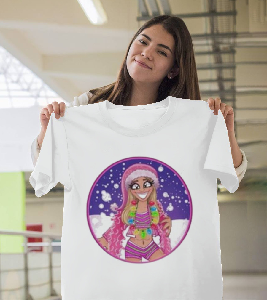 Merry Brittmas Wrestling Funny Christmas Outfit Santa Hat Cartoon T-Shirt