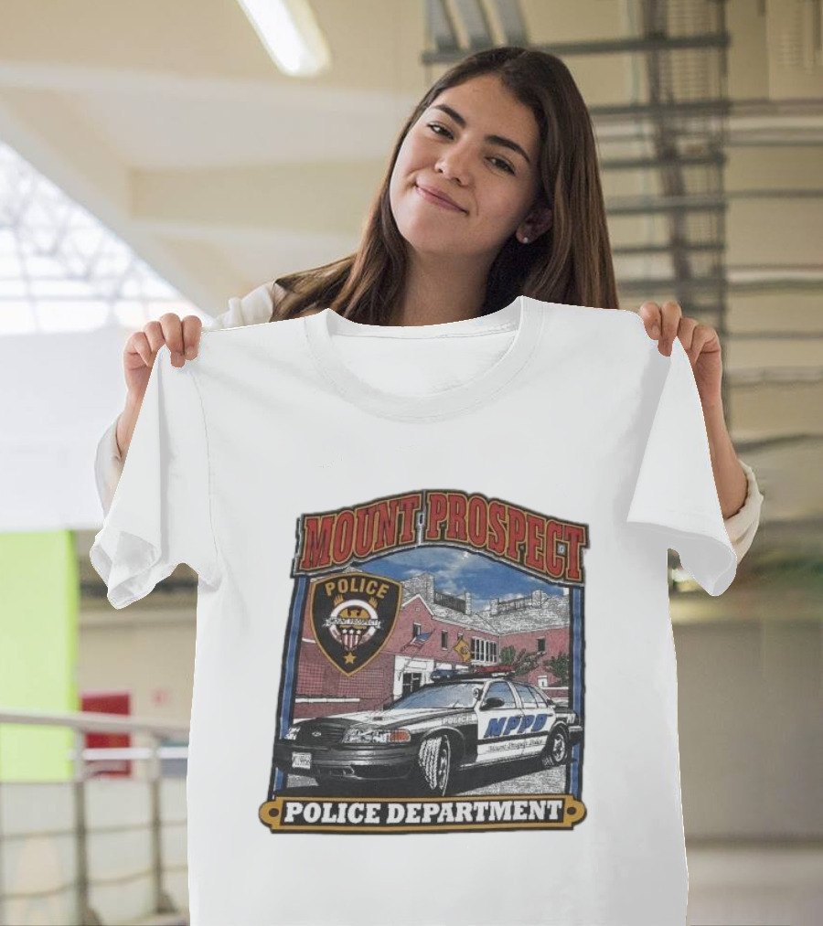 Mount Prospect Police Department Illinois Badge And Patrol Car T-Shirt