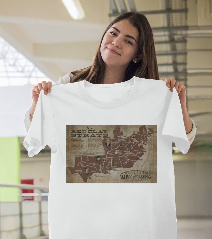 The Red Clay Strays Way Too Long Tour Map T-Shirt