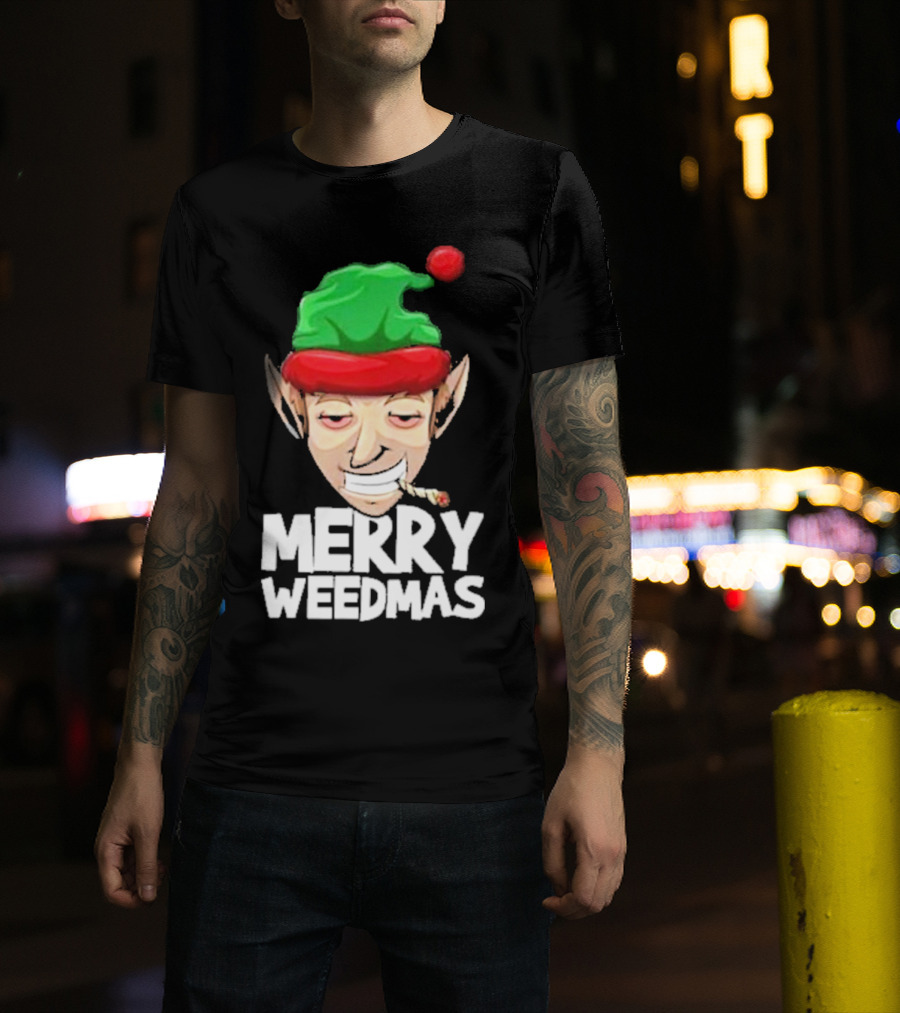 Merry Weedmas Elf Smoking 420 T-Shirt