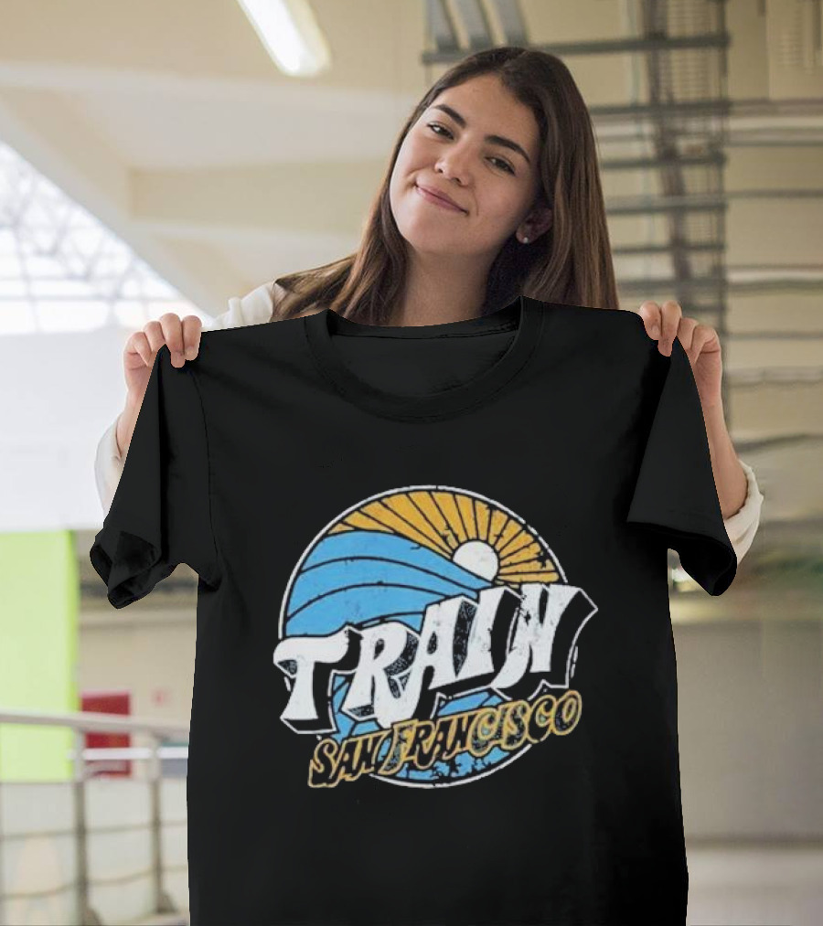 Train San Francisco Sunset Wave Retro T-Shirt