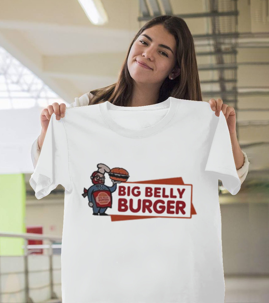 Big Belly Burger Logo With Chef Holding Burger T-Shirt