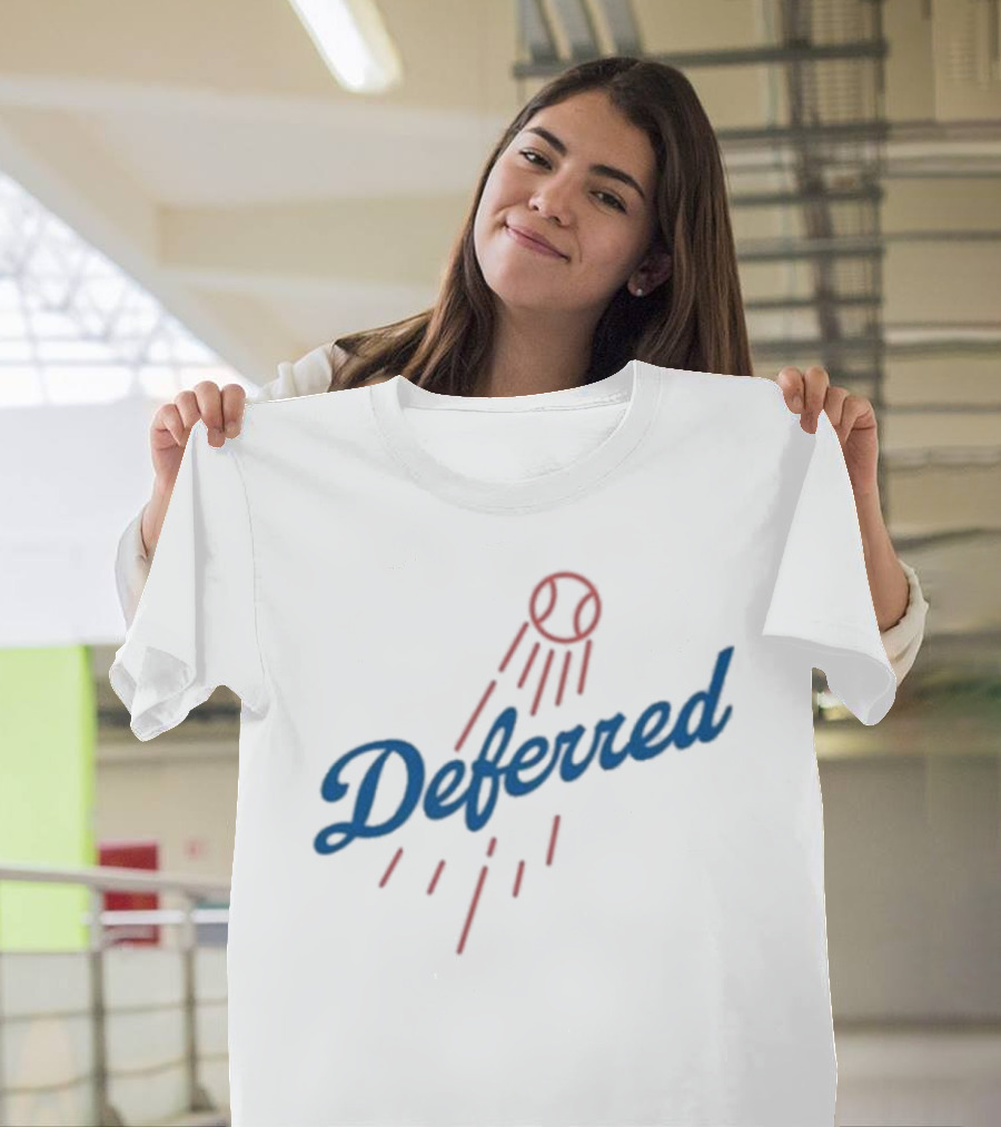 Dodgers Deferred Baseball Script with Baseball T-Shirt