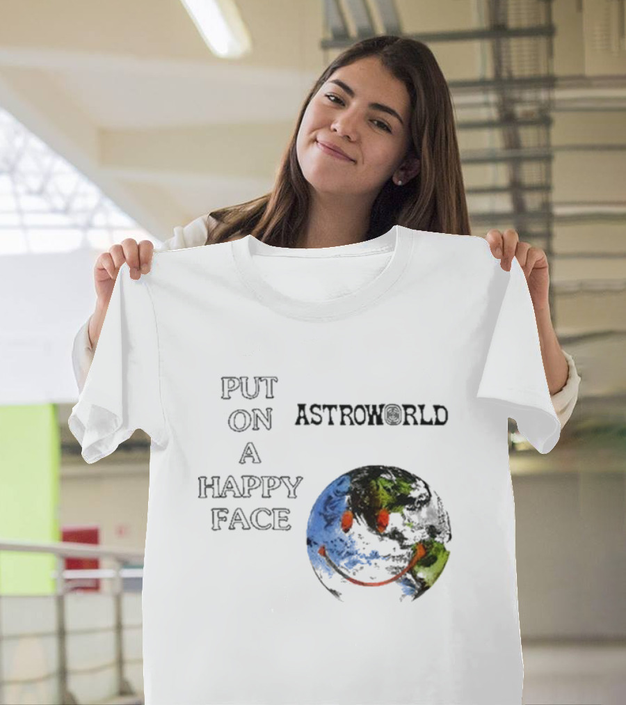 Put On A Happy Face Astroworld Smiley Earth T-Shirt