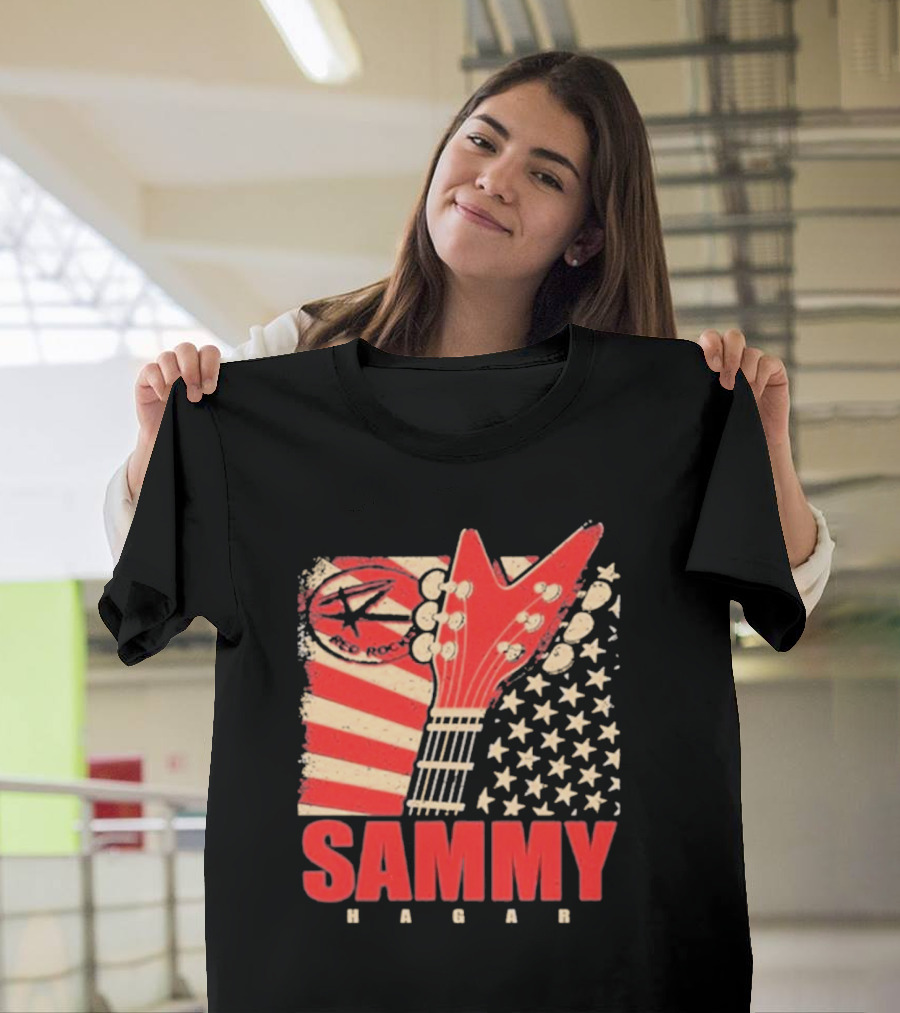 Sammy Hagar Red Rocker American Flag Guitar T-Shirt