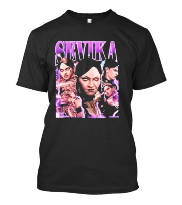 SEVIKA Arane Character Collage Graphic Purple Tones T-Shirt