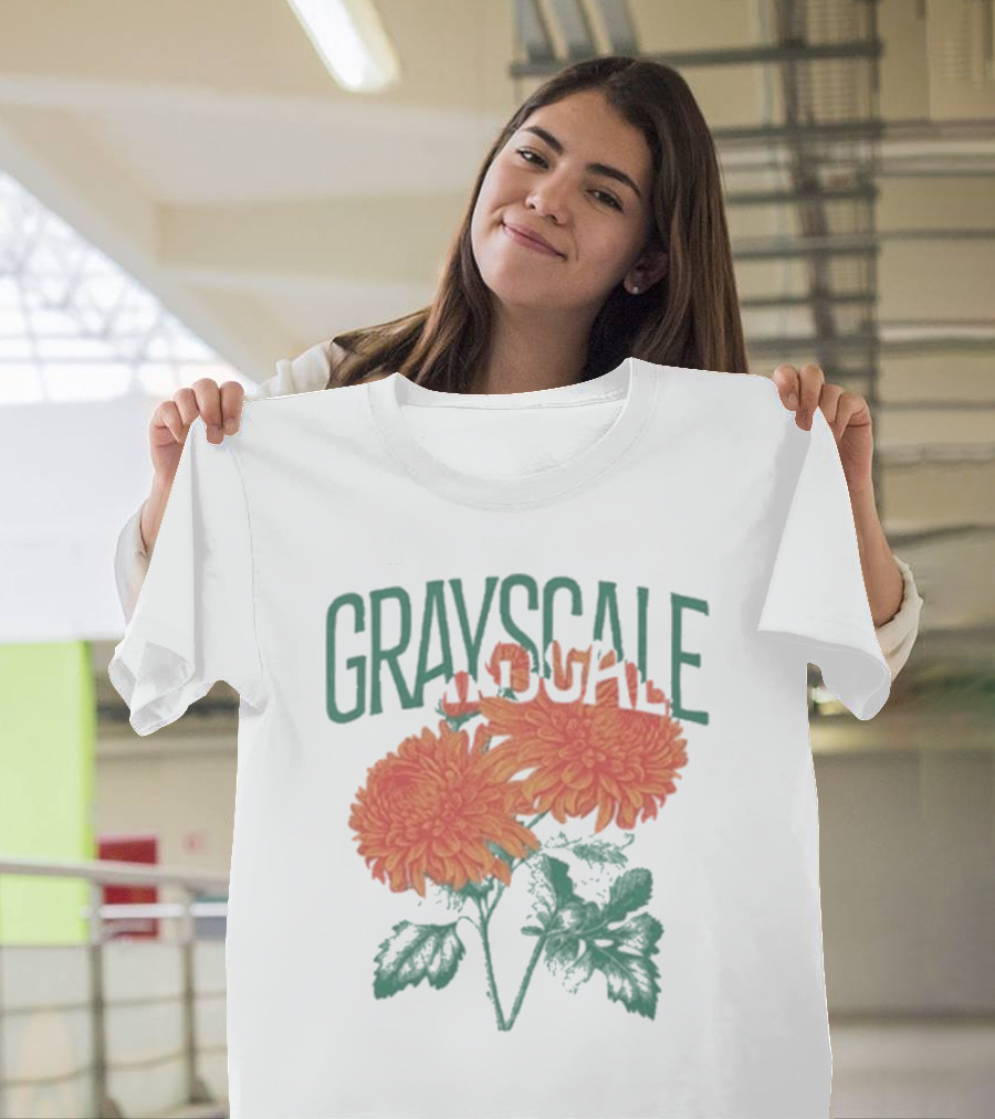 Grayscale Vintage Flower Logo T-Shirt