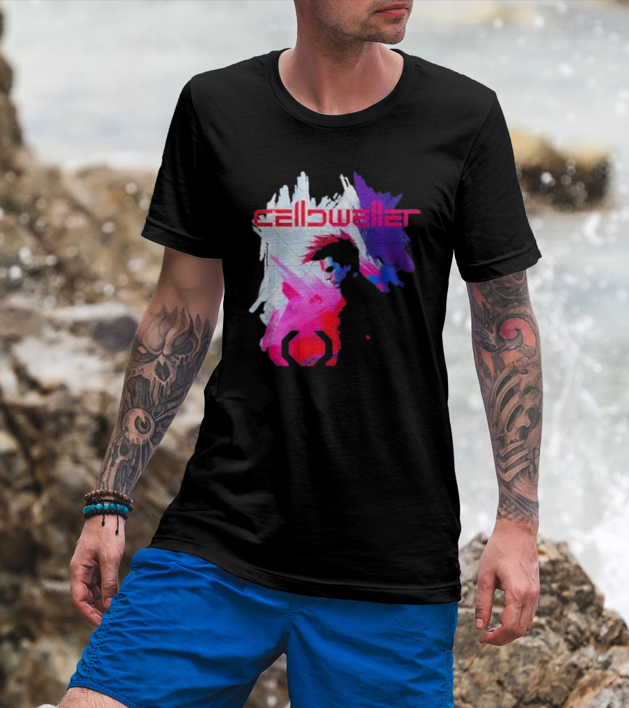 Celldweller The Sentinel Neon Abstract Portrait With Geometric Accent T-Shirt