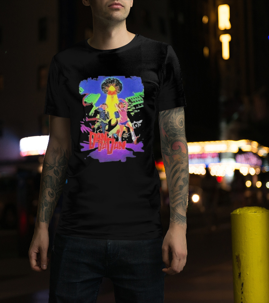 Dan Da Dan Manga Anime UFO Adventure Neon Colors T-Shirt