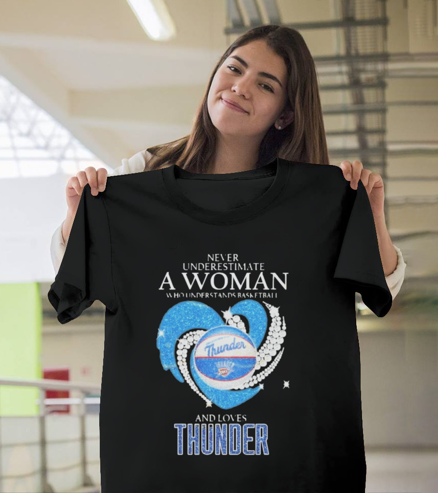 Never Underestimate A Woman Who Understands Basketball And Loves Oklahoma City Thunder T-Shirt