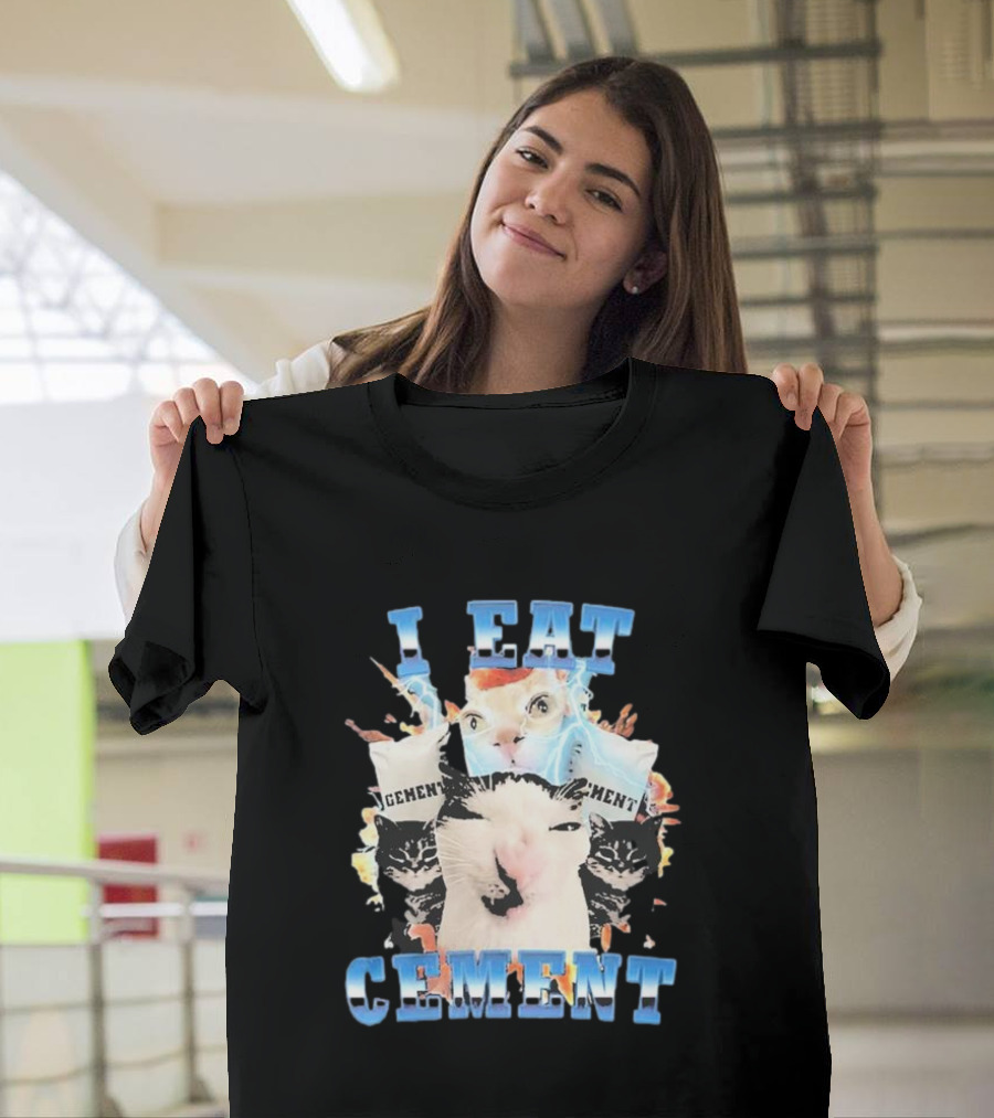 I Eat Cement Exploding Cat Faces T-Shirt