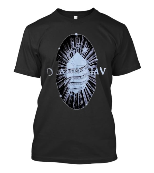 Draconian Snake Emerging From Geometric Shield With Radiant Energy T-Shirt